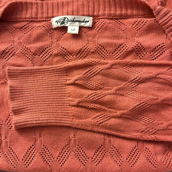 Bushwacker pink knit button down cardigan sweater - Picture 2 of 11